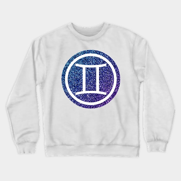 Blue Purple Glitter Zodiac - Gemini Crewneck Sweatshirt by BiscuitSnack